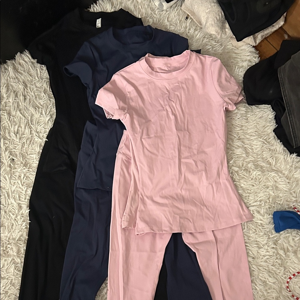 Pink, Navy, and Black T-Shirt Set